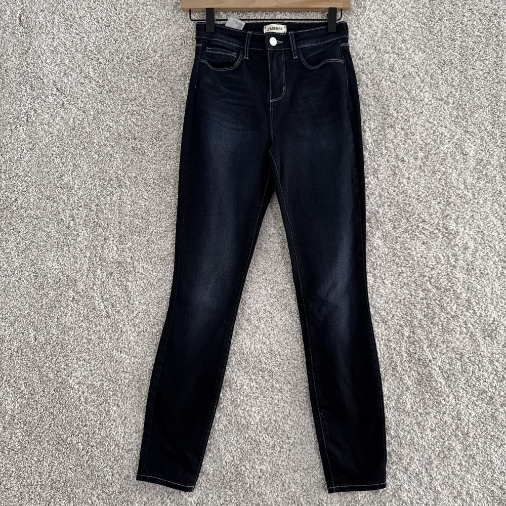 L' Agence Womens Dark Blue Cotton Blend Dark Wash Denim Skinny Jeans Size 24